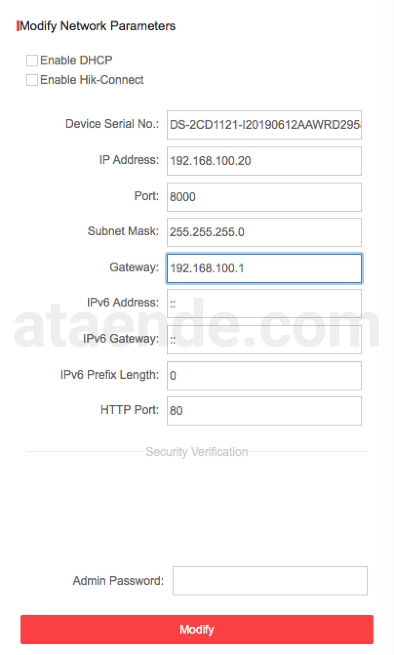 setting network ip camera