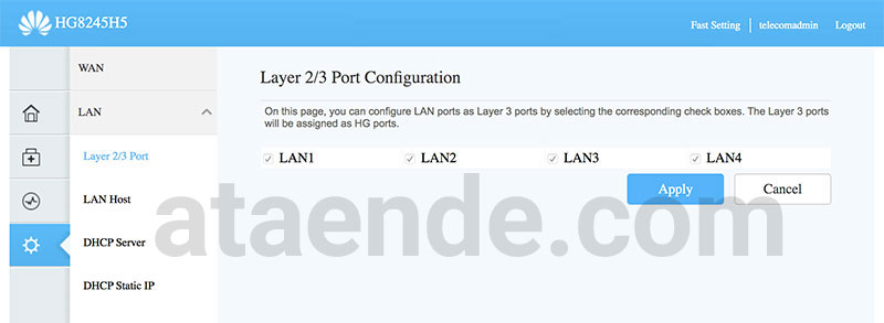 HG8245H5 LAN 2/3 Port Configuration